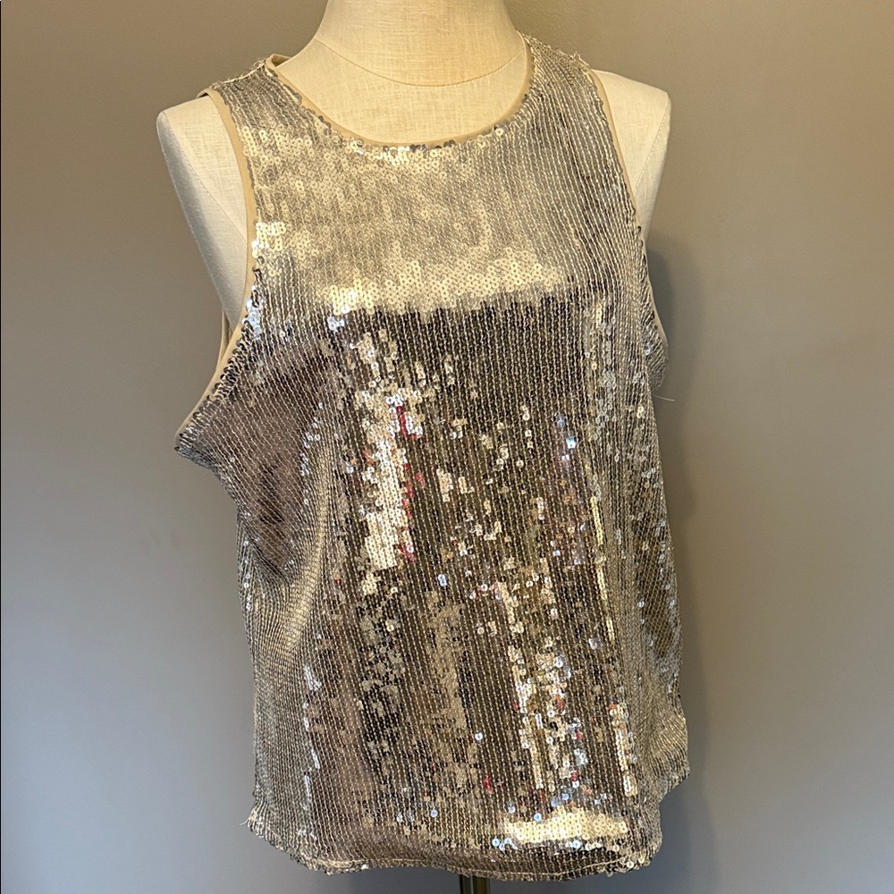Glamorous Silver Sequin Tank Top